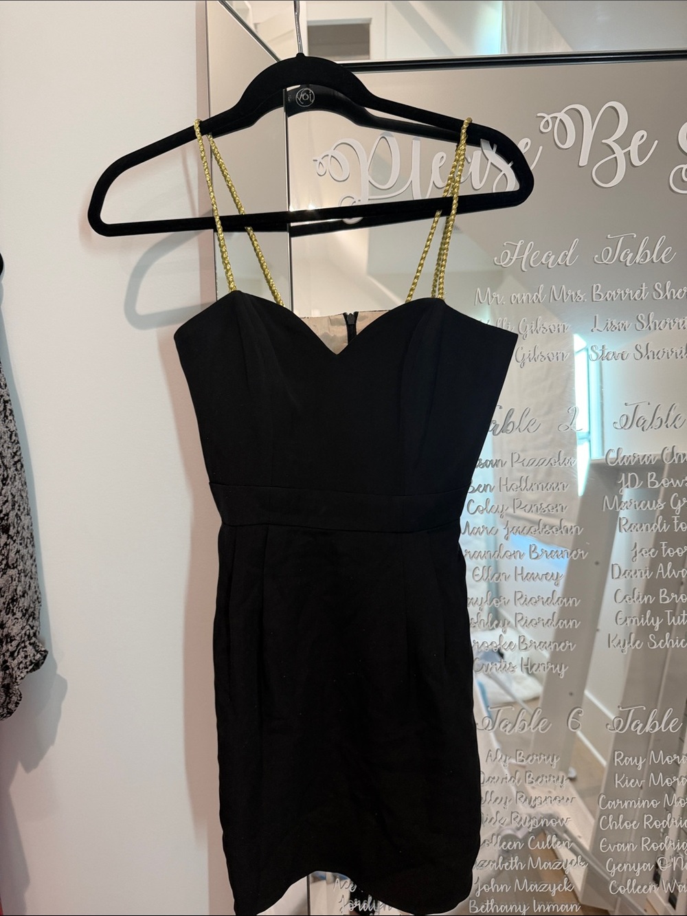 Naven Black Mini Dress with Gold Chain Straps